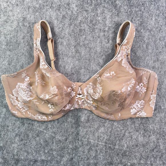 Lilyette Tan Embroidered 42DD‎ Beige T-shirt Bra - Picture 1 of 5
